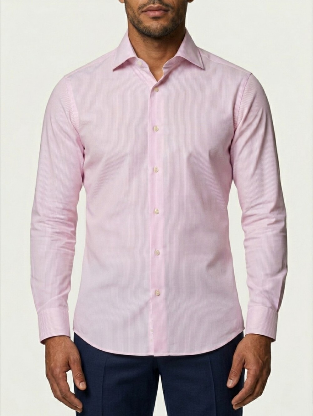 Suitsupply Traveller Dress Shirt Pink White Micro Stripe Slim Fit Cotton 37 14.5